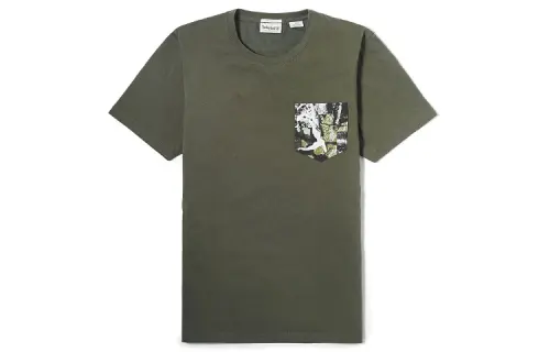 Timberland T Shirts Men's Green Crew Neck Moderate Straight Fit