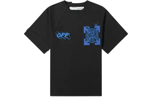 OFF WHITE SS22 T Shirts Men's Black Crew Neck Moderate Straight Fit