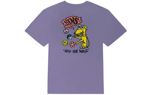 Vans T Shirts Unisex Purple Crew Neck Moderate Straight Fit