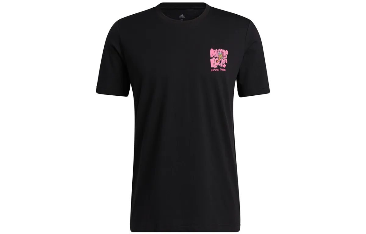 Adidas T-Shirts Men's Black Crew Neck Moderate Straight Fit