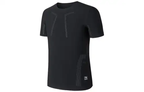 ANTA T Shirts Men's Black Crew Neck Moderate