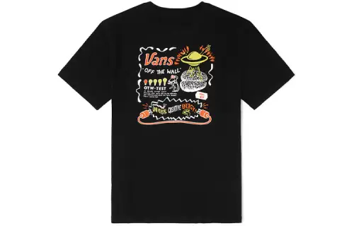 Vans T Shirts Unisex Black Crew Neck Moderate Straight Fit
