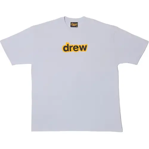 Drew house Letter Logo Series T Shirts Unisex Light Blue Crew Neck Moderate Straight Fit