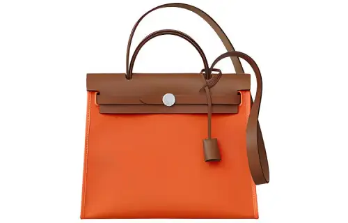 HERMES Herbag Zip H Plume Canvas And Hunter Leather Finish Shoulder Bag, Crossbody Bag, Handbag 31 Unisex