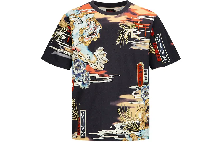 EVISU T Shirts Men's Multicolor Crew Neck Moderate Straight Fit