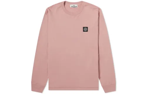 STONE ISLAND T Shirts Men's Pink Crew Neck Moderate Straight Fit