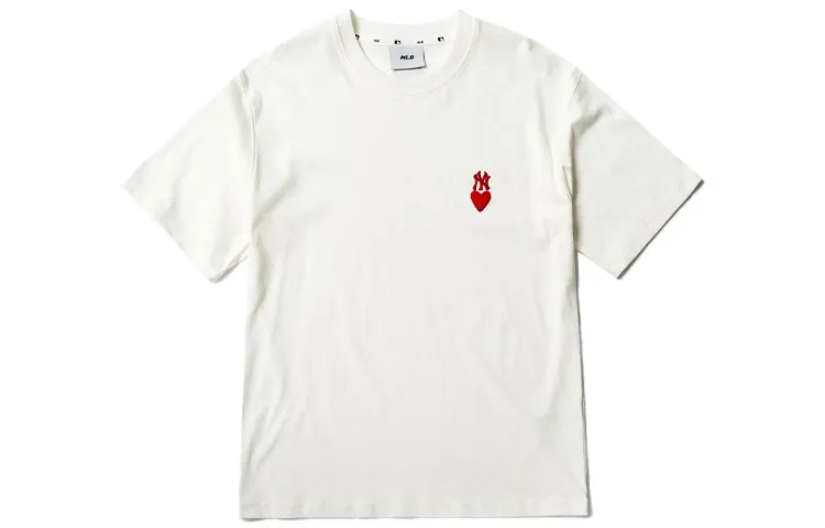 MLB Heart T-Shirts Unisex White Crew Neck Moderate