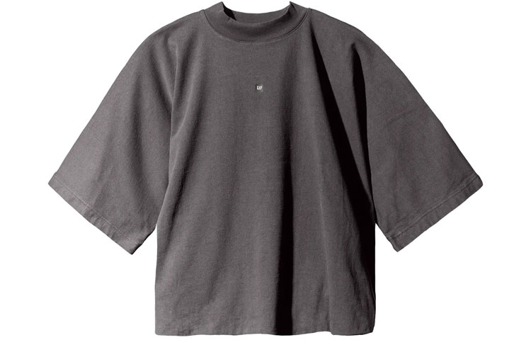 YEEZY X Gap x Balenciaga tripartite joint Logo No Seam Tee solid color round neck three-quarter short-sleeved T-shirt, same style for men and women