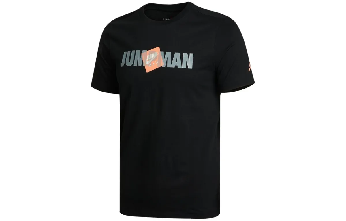 Jordan T-Shirts Men's Black Crew Neck Moderate Straight Fit