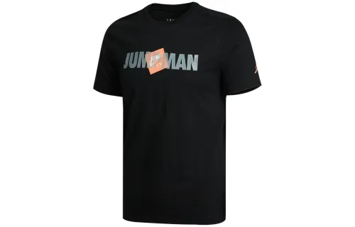 Jordan T Shirts Men's Black Crew Neck Moderate Straight Fit