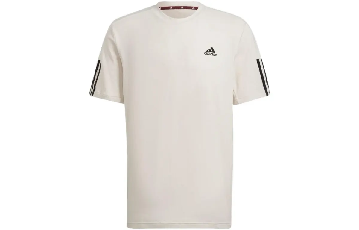 Adidas T-Shirts Men's White Crew Neck Moderate Straight Fit