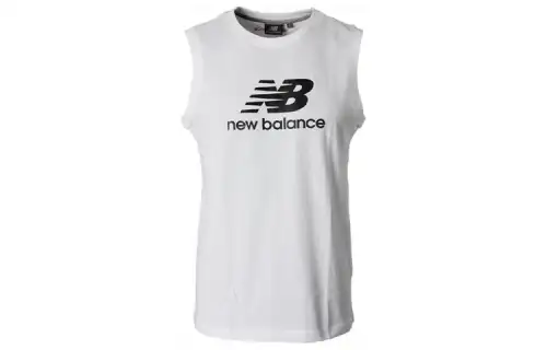 New Balance BQB T Shirts Men's White Crew Neck Moderate Straight Fit