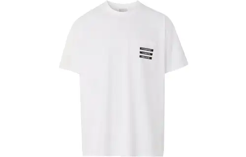 Burberry T Shirts Men's White Crew Neck Moderate Straight Fit