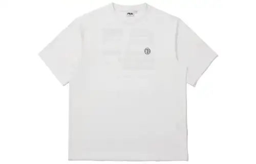 FILA T Shirts Unisex White Crew Neck Moderate Straight Fit