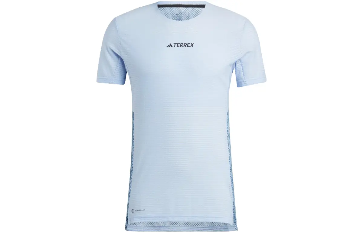 Adidas T-Shirts Men's Blue Crew Neck Moderate Straight Fit