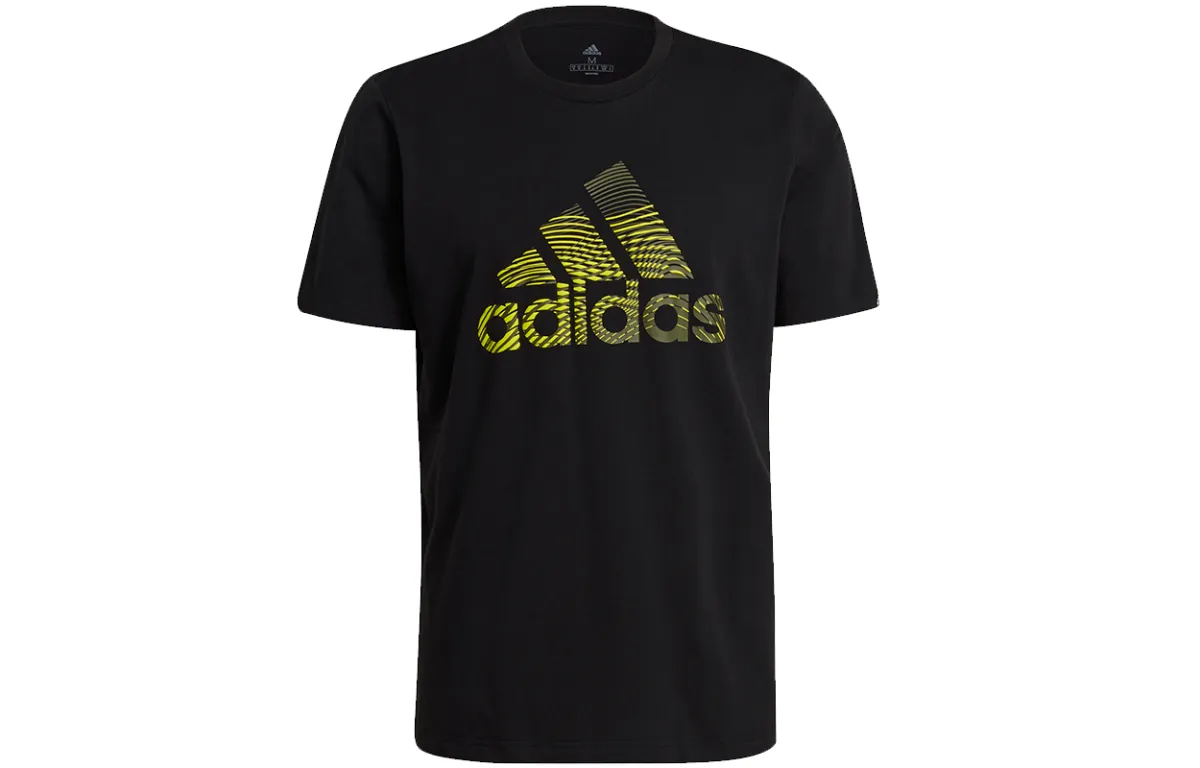 Adidas T-Shirts Men's Black Crew Neck Moderate Straight Fit