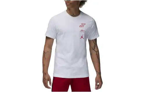Jordan T Shirts Men's White Crew Neck Moderate Straight Fit