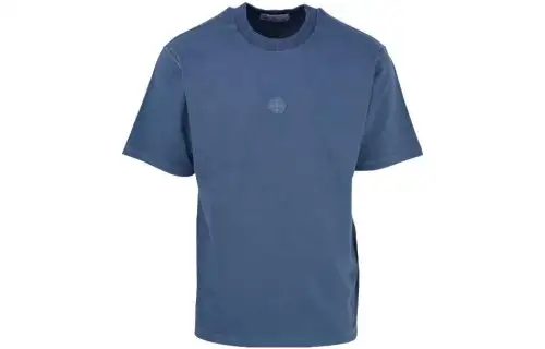 STONE ISLAND T Shirts Men's Blue Crew Neck Moderate Straight Fit