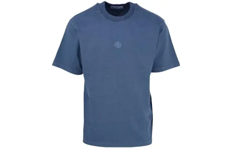 STONE ISLAND T Shirts Men's Blue Crew Neck Moderate Straight Fit