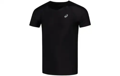 ASICS T Shirts Men's Black Crew Neck Moderate Straight Fit