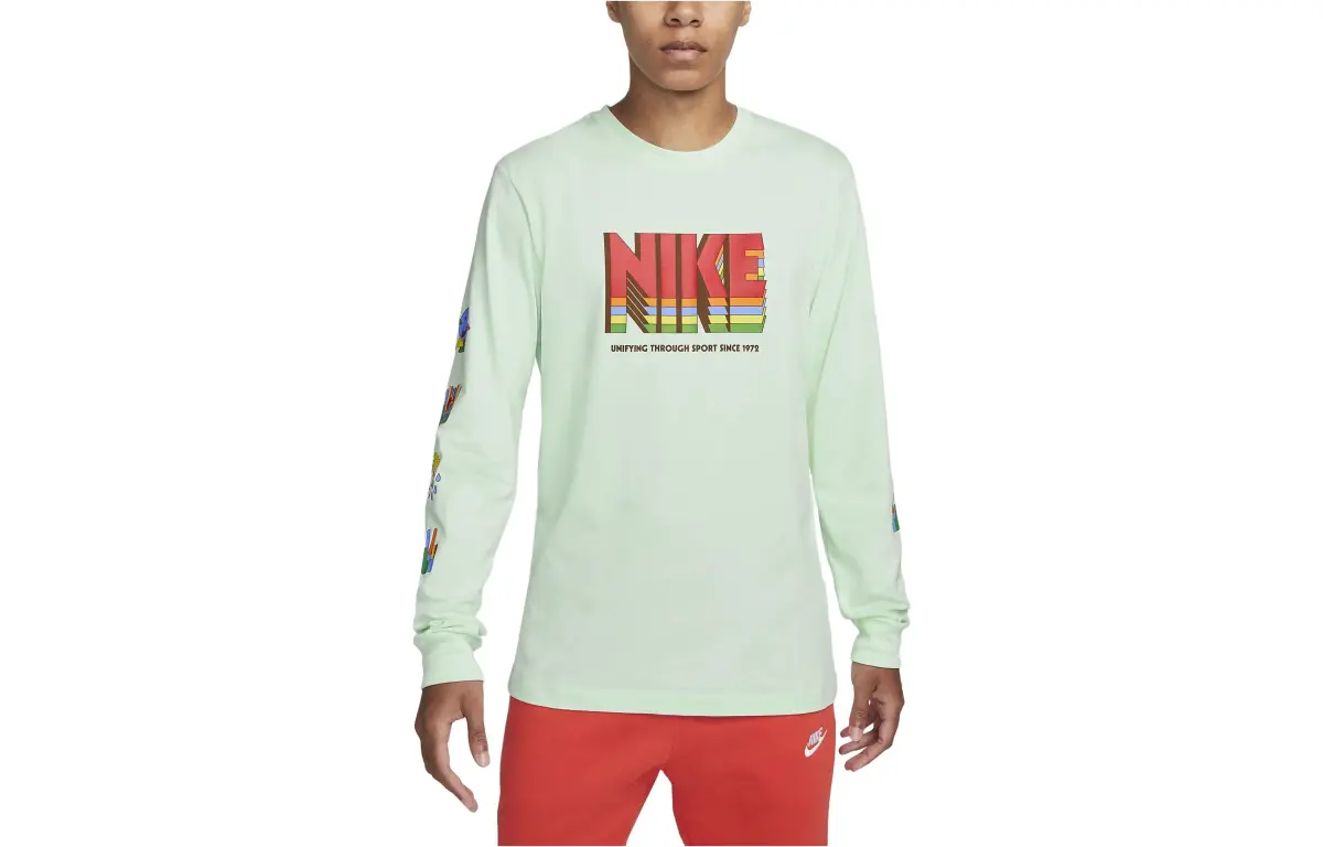 Nike T-Shirts Men's Mint Green Crew Neck Moderate Straight Fit