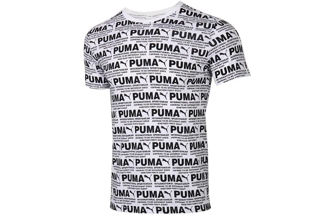 PUMA T-Shirts Men's White Crew Neck Moderate Straight Fit