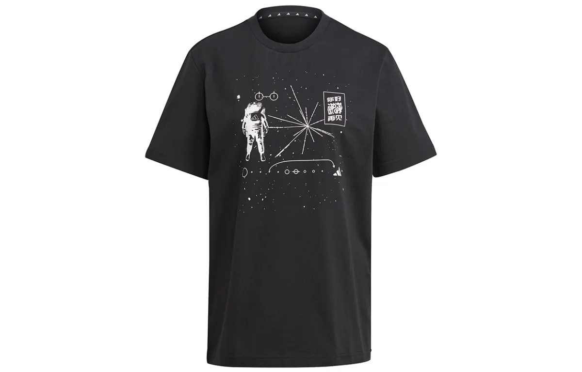 Adidas T-Shirts Men's Black Crew Neck Moderate Straight Fit
