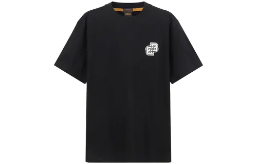 HUGO BOSS T Shirts Men's Black Crew Neck Moderate Straight Fit
