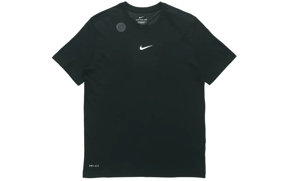 Nike T-Shirts Men's Black Crew Neck Moderate Straight Fit