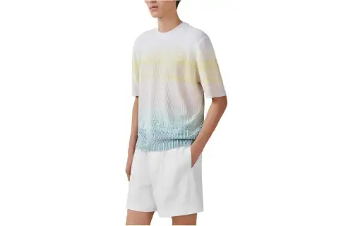 HERMES T Shirts Men's White Crew Neck Moderate Straight Fit