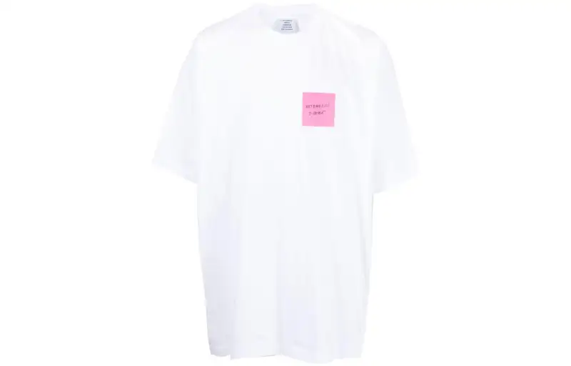 Vetements T Shirts Men's White Crew Neck Moderate Straight Fit