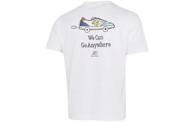 New Balance T Shirts Unisex White Crew Neck Moderate Straight Fit