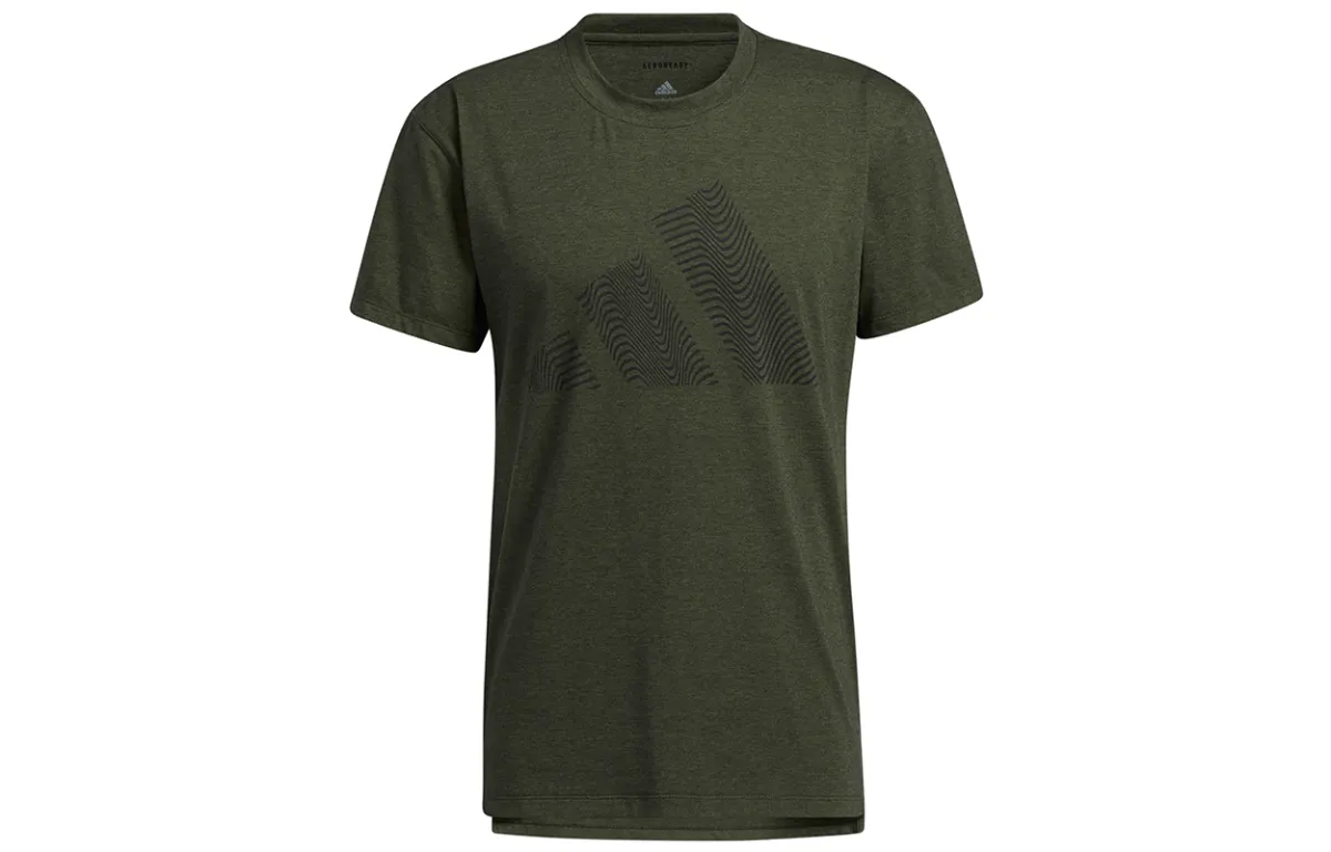 Adidas T-Shirts Men's Green Crew Neck Moderate Straight Fit