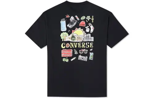 Converse DAYLIGHT KIT T Shirts Men's Black Crew Neck Moderate Straight Fit