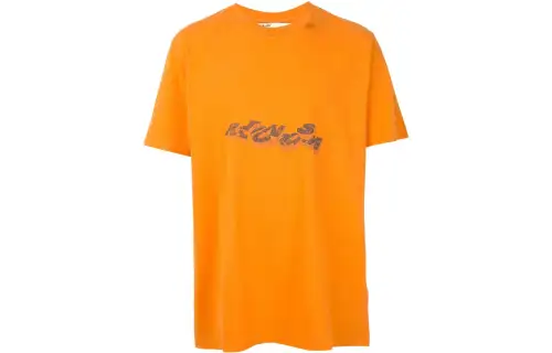 OFF WHITE SS22 T Shirts Men's Orange Crew Neck Moderate Straight Fit