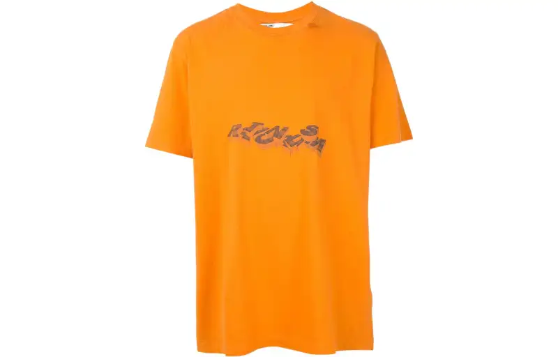 OFF WHITE SS22 T Shirts Men's Orange Crew Neck Moderate Straight Fit