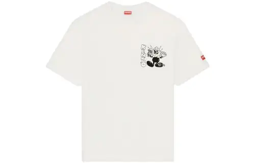 KENZO BOKE FLOWER Collection T Shirts Men's White Crew Neck Moderate Straight Fit