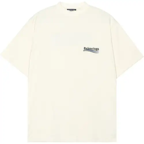 Balenciaga Political Campaign T Shirts Men's Beige Crew Neck Moderate Straight Fit