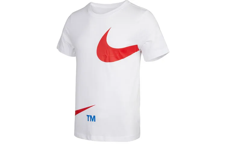 Nike T-Shirts Men's White Crew Neck Moderate Straight Fit