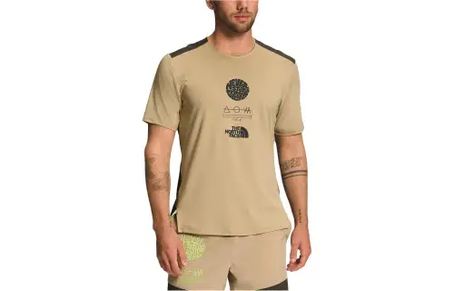 THE NORTH FACE T Shirts Men's Khaki Crew Neck Moderate Straight Fit