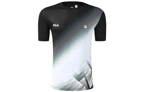 FILA T Shirts Men's Black Crew Neck Moderate Straight Fit