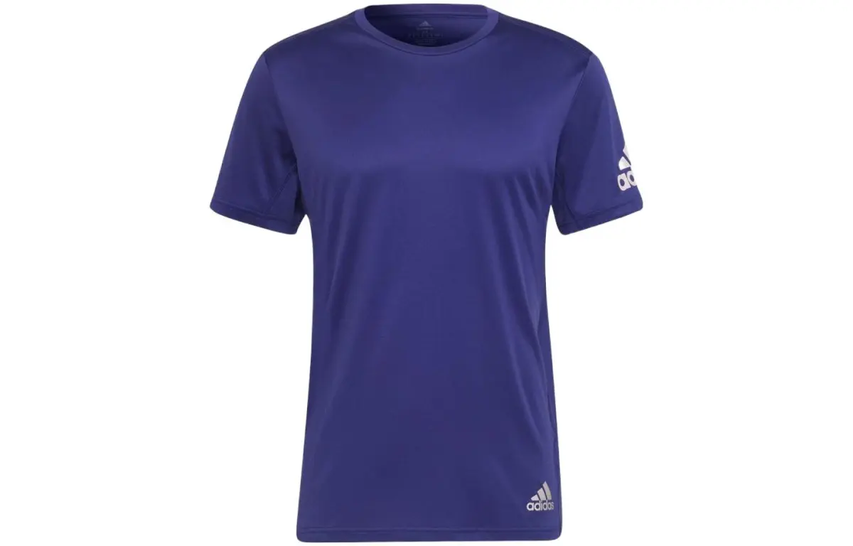 Adidas T-Shirts Men's Purple Crew Neck Moderate Straight Fit
