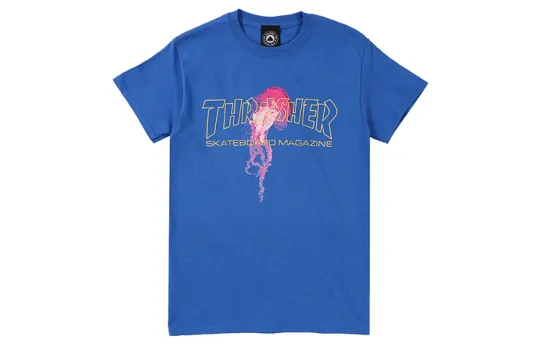Thrasher T Shirts Unisex Blue Crew Neck Moderate Straight Fit