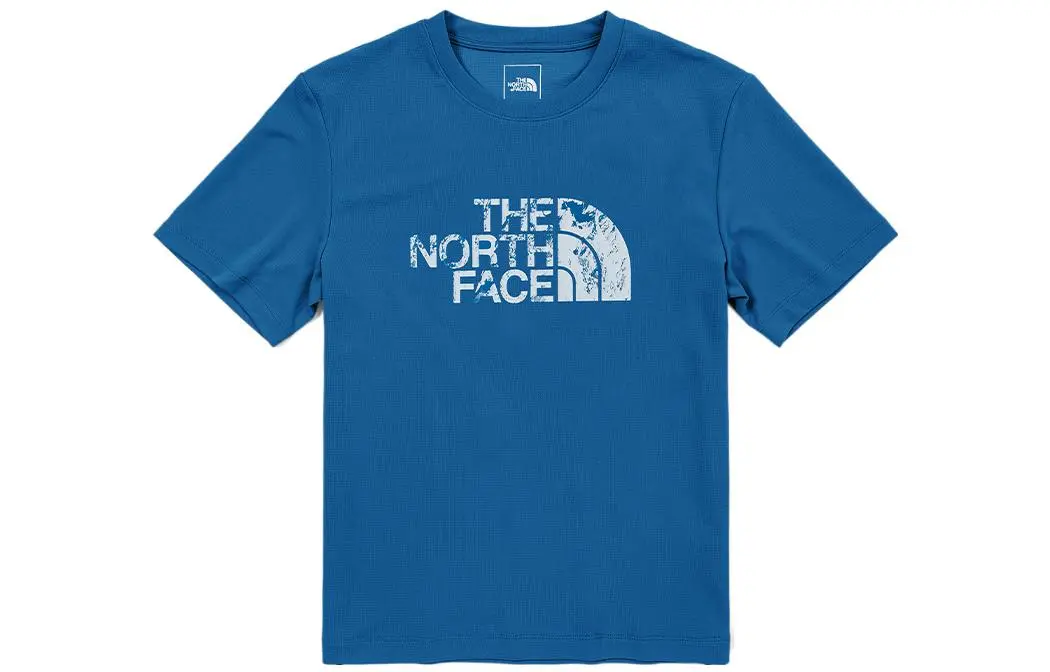 THE NORTH FACE T-Shirts Men's Blue Crew Neck Moderate Straight Fit