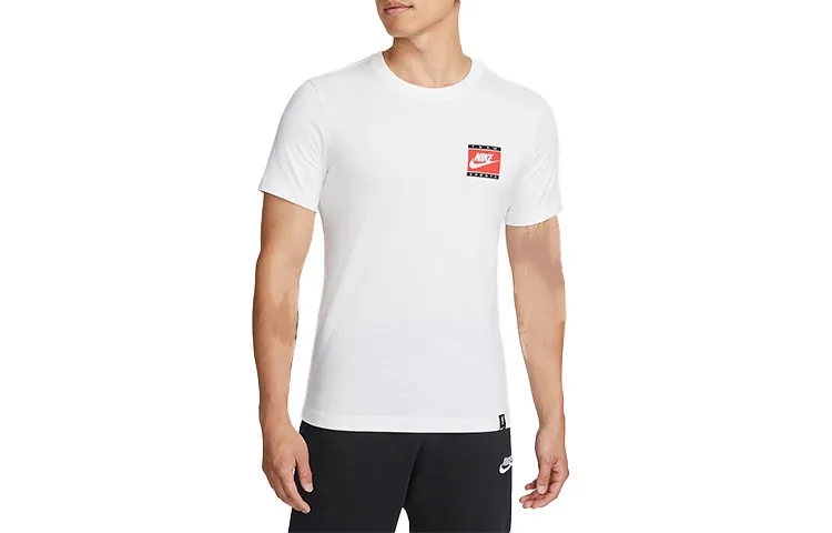 Nike T-Shirts Men's White Crew Neck Moderate Straight Fit