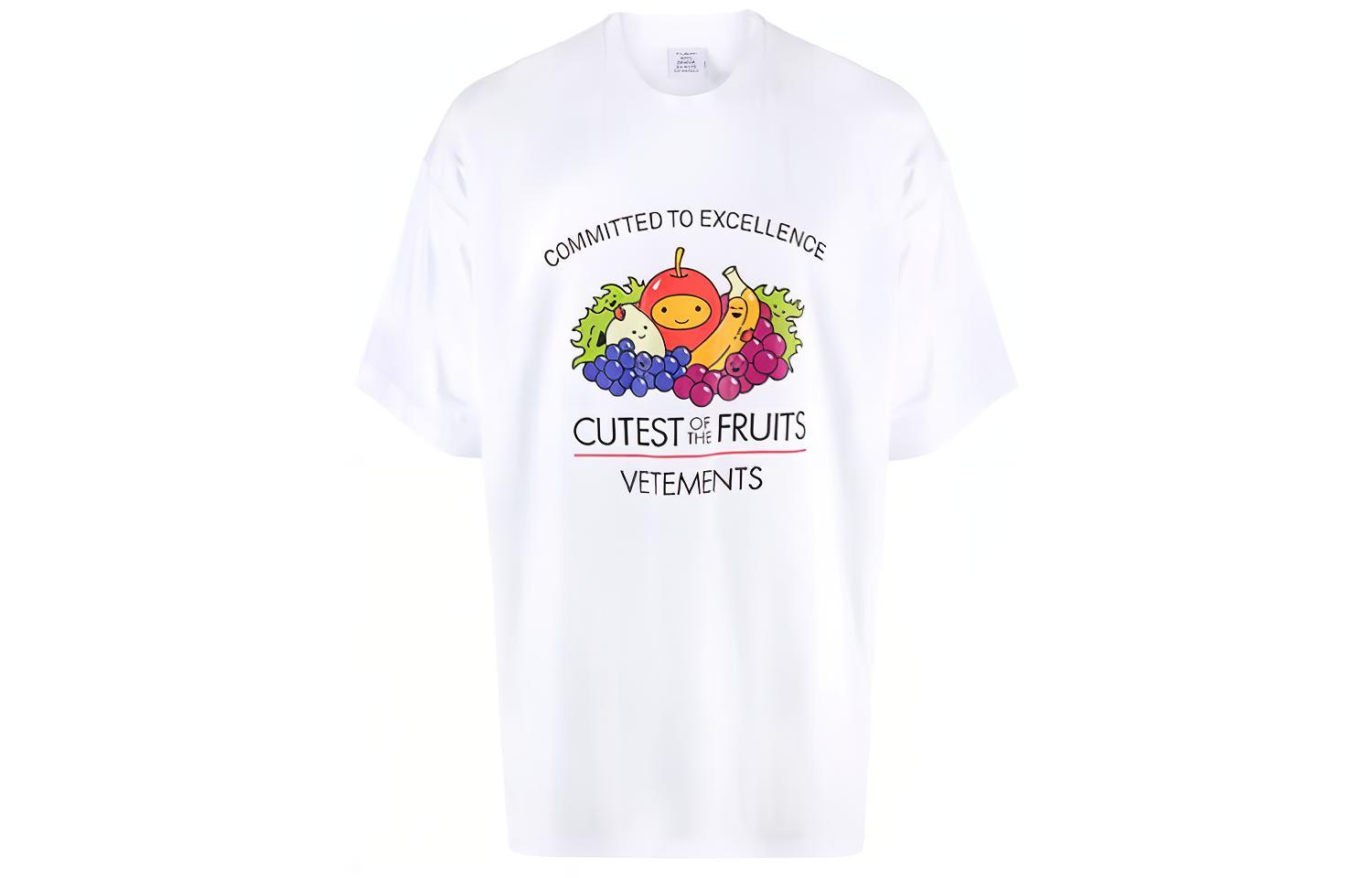 Vetements T Shirts Unisex White Crew Neck Moderate Straight Fit