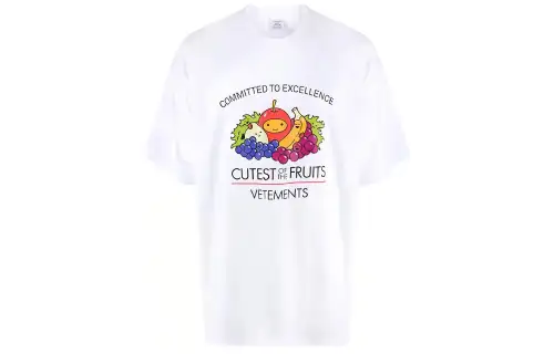 Vetements T Shirts Unisex White Crew Neck Moderate Straight Fit