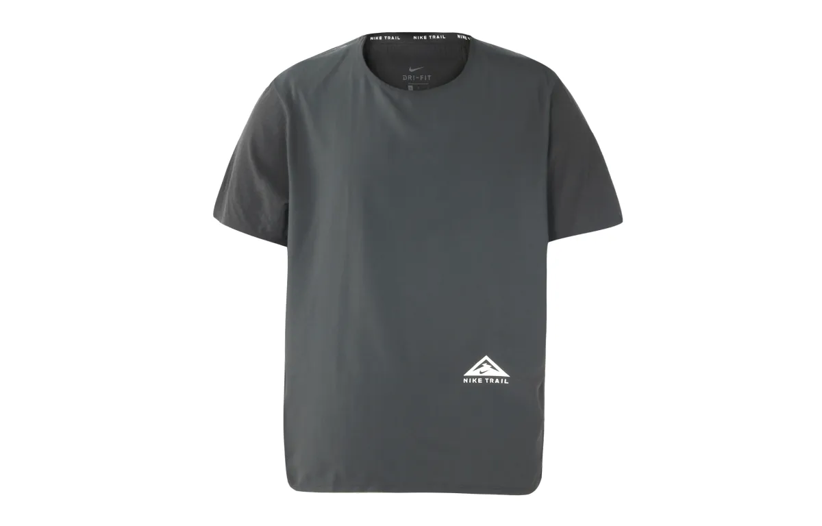 Nike T-Shirts Men's Gray Crew Neck Moderate Straight Fit