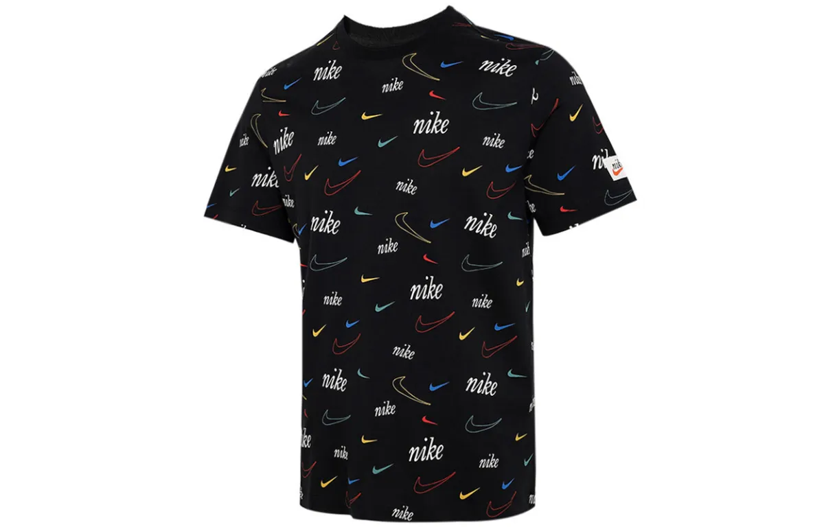 Nike T-Shirts Men's Black Crew Neck Moderate Straight Fit