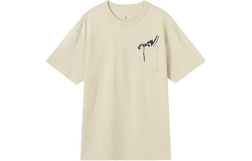 Jordan T Shirts Men's Yellow Crew Neck Moderate Straight Fit